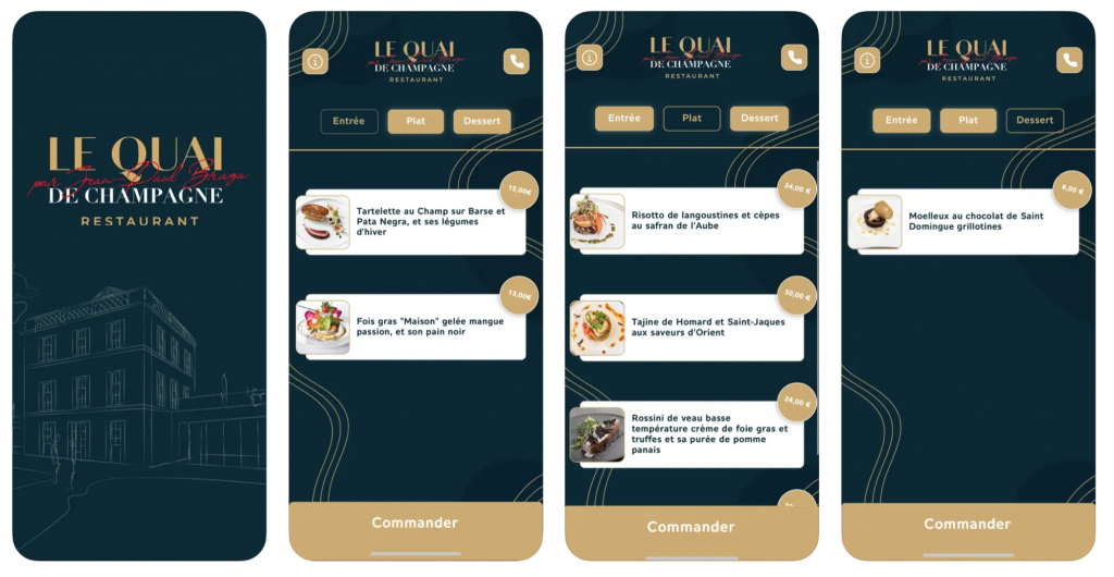 Restaurant : Le Quai de Champagne, via l'App Store, réalisé avec Bravo Studio